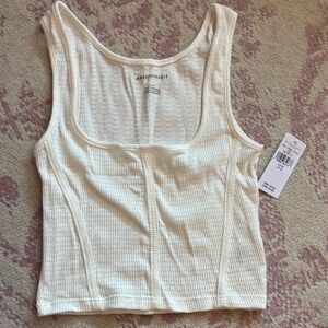 American Eagle Outfitters Cream Textured Tank Top